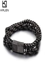 Herrenarmbänder Armreifen 230 mm schwarzer Edelstahl schwerer Männer039s Kettenkette Bracelet Punk Rock Biker Schmuck Armbanden8463006