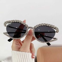 Designer Sunglasses Cat eye shaped diamond studded sunglasses street photo glasses internet celebrity personality colored diamond sunglasses female AF62