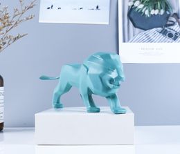 Statue geometric lion ornaments resin crafts figurines Scandinavian home decoration king of the forest ornaments Exquisite workman3743575