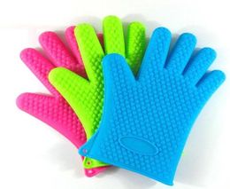 Kitchen Microwave Oven Baking Gloves Thermal Insulation Anti Slip Silicone FiveFinger Heat Resistant Safe Nontoxic gloves 50 PCS7413009