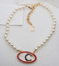 2024 Luxury quality oval shape pendant necklace with black and red color desinger jewelry have stamp box PS3542B