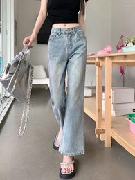 Women's Jeans S-XL Autumn 2024 Korean Style Womens Flare Denim Pants High Waist Vintage Tassel Casual Trouser Female(L60062