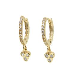 cute triangle charm earring dangle earrings 925 sterling silver minimal design Gold vermeil mini circle hoop with charm new earrin3997789