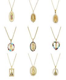 Virgin Mary Pendant Necklace Gold Bijoux Crystal Necklace Women Fashion Pendant Catholic Jewelry3154566