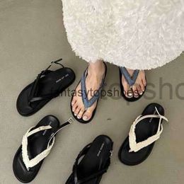 The Row Spring/Summer 2023 New French Style Real Silk TR Sandals Womens Casual Flat Caligae Shoes