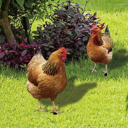 Garden Decorations Hen Figurine Double-Sided Printing Yard Art Decor Realistic Chicken Sculpture Acrylic Rooster Statues