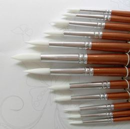 24pcs Lot Round Shape Nylon Hair Wooden Handle Paint Brush Set Tool For Art School Watercolour Acrylic Painting Supplies3929226