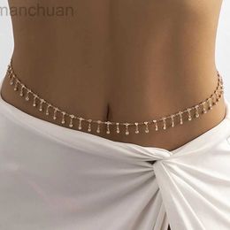 Waist Chain Belts New Fashion Punk Rhinestone Tassel Belly Chains for Waist Women Luxury Shine Sexy Body Chain Y2K Jewelry Minimalism Accessories d240430