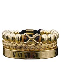 3pcs Luxury Roman Royal Dragon Claw Charm Men Stainless Steel Geometry Pulseiras Open Adjustable Bracelets Couple Jewelry3832546