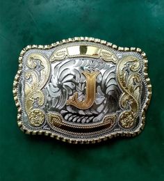 1 Pcs Big Size Lace Gold J Initial Letter Cowboy Metal Belt Buckle For Men039s Jeans Belt Head4528172
