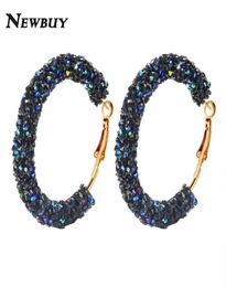 2021 NEWBUY Classic Design Fashion Charm Austrian Crystal Hoop Earrings Geometric Round Shiny Rhinestone Female Earring Jewelry5872359