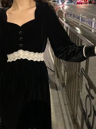 Party Dresses French Style Celebrity Black Velvet Dress For Female Autumn And Winter Senior Sense Hepburn Little