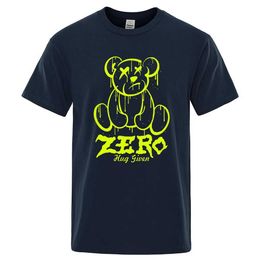 Men's T-Shirts Zero Hug Given Grn Bear Kawaii Print Short Slve Oversized Sweat T-Shirt Summer Personality Clothes Hip Hop Cotton Men Shirt Y240429