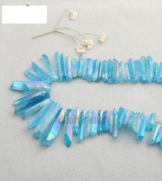 50g 1215pcTitanium sky blue Crystal Quartz Rock Pendant Natural form Spikes Points Drilled Briolettes Women necklace birthd5014225