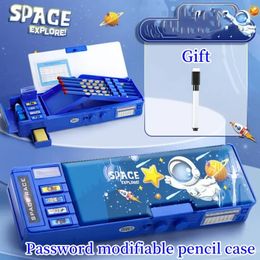 Multi Functional Stationery Box Girls Password Lock Automatic Pencil Case Machine Childrens Female Elementary School Students 240423