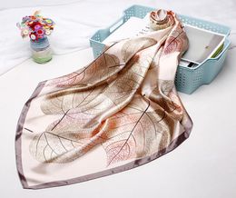 20 women039s silk scarves imitation square scarves small leaf printed 90x90cm 20205252879