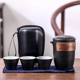 Teaware Sets Creative Portable Travel Tea Set 1 Teapot 3 Cups Bag Gaiwan Teacups Teeware Teware Ceramic And Pottery Chinese Pot Cup Bar