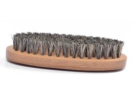 Natural Boar Hair Bristle Beard Moustache Brush Shaving Comb Men Face Massage Round Wood Handle Handmade Beard Brushes BH4467 DBC8134863