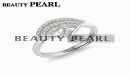 Fanshaped Ring Pearl Settings 925 Sterling Silver Cubic Zirconia Semi Mounting DIY Jewellery Making 5 Pieces9645393