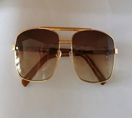 Attitude Square Sunglasses Metal Gold Frame Brown Gradient Men Pilot Sun Glasses UV400 Protection Eye Wear with Box9975064