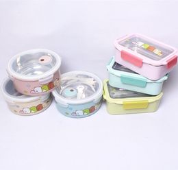 1000800ML 304 Stainless Steel Insulated Lunch Box Portable for Children School Cartoon Cute Dinnerware Camping School Bento Box Y9946917
