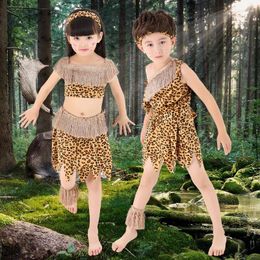 Ethnic Clothing Infant Boy Girl African Costume Kid Stage Performance Children Halloween Cosplay Suit Toddler Baby Leopard Print