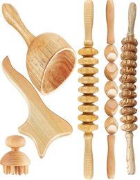 Full Body Massager Wooden Maderotherapy Back Roller Wheel Anticellulite Gua Sha Tools Kit For Reductive 2211016153611