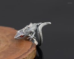Trendy Personalised Adjustable Vintage Lizard Ring Men Cute Cabrite Gecko Chameleon Anole Rings Women Animal Jewellery Gift Punk14179560