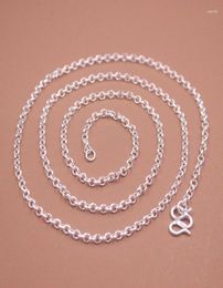 Chains Real Pure S999 Sterling Silver Chain Women 28mm Rolo Cable Link Necklace 78g 60cm8493326