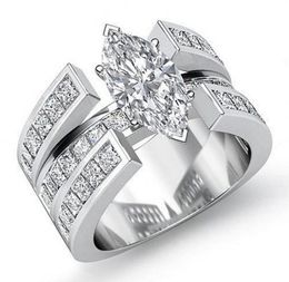 Victoria Wieck Luxury Jewellery 925 Sterling Silver Marquise Cut White Topaz CZ Diamond Promise Ring Women Wedding Bridal R3299057