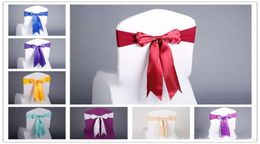 17 Colours Spandex Chair Sashes Laceup Elastic Chair Cover Chair Band With Silk Bow For Event Party Wedding Decoration Suppli9873761