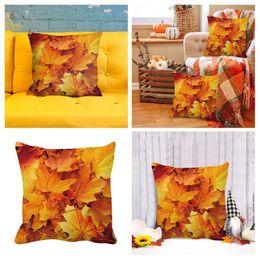 Pillow Red Leaf Fall Leaves Brown Autumn Maple September Tree Satin Pillowcase Standard Size For Curly Hair Sleeping