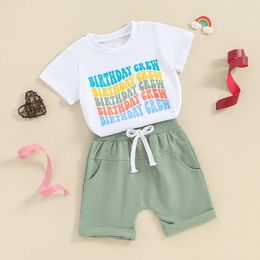 Clothing Sets Toddler Baby Boy Birthday Outfit Short Sleeve Letter Print T-shirt Top Shorts 2Pcs Summer Clothes Set