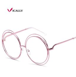 WholeOversize Glasses Frame Retro Vintage Clear Lens Optical Eyeglasses Large Round Eyewear Oculos de grau femininos6095521