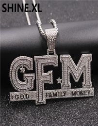 Hip Hop Iced Out God Family Money Pendant Necklace Cubic Zircon Gold Silver Plated with Rope Chain5482212