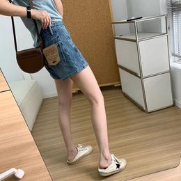 Women's Shorts American Retro Design Sense Niche Denim For 2024 Summer High Waisted Slimming Spicy Girl A-line Pants