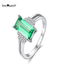 Shipei 100 925 Sterling Silver Emerald Created Moissanite Gemstone Wedding Engagement Fine Jewelry White Gold Ring For Women Y1104480476