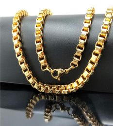 Necklaces 6 MM Popular Gold Tone Stainless Steel Men Box Link Chain Fashion Jewelry High Quality Choker YS249158988