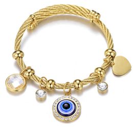 2021 Fashion Simple Evil Eye Stainless Steel Gold Turkish Islamic Women Bracelet Bracelet Blue Eye Charm Size Adjustable Bracelet 8568365