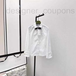 Women's Blouses & Shirts Designer Court style youthful girl temperament contrasting color bow long sleeved shirt with lapel single breasted and white shirt
