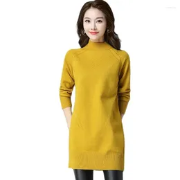 Casual Dresses Women Winter Basic Long Sweater Dress Turtleneck Sleeve Elegant Solid Colour Thicked Large Siz Knitted Pullovers 450