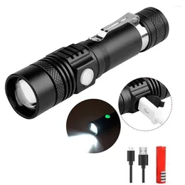 Flashlights Torches V6 Waterproof LED Lamp Super Bright Usb Rechargeable Long-range Aluminum Alloy Outdoor Zoom Torch