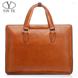 Evening Bags YINTE Genuine Leather Men's Briefcase Famous Luxury Handbag High Quality Business Working Office Portfolio T8359-4