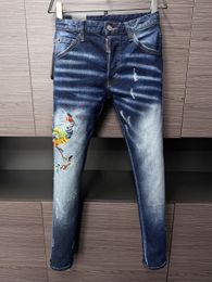 Designer classico maschile jeans knight boy jeans stile slim tonetela wash process strappato jeans asiatico taglia 28-38