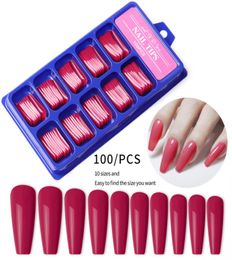 Full Finger Nail Tips Ballet False Nails 100pcsBox Solid Colourful French Style 2021 New Design2651426