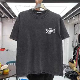 Men's T-Shirts Foam print heavy retro wash short t-shirt H240429