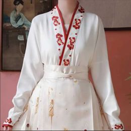 Ethnic Clothing Vintage Hanfu Horse Face Skirt Fashion Women Chinese Traditional Hanfu 2PCS Shirt Pleats Skirt Set White Red Black Mamianqun