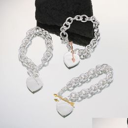 Chain Rose Gold Sier Jewellery Bracelet Chains Link Luxury Jewellery Heart Necklaces Bracelets For Women Set Custom Men Love Arrow Plat Otig3
