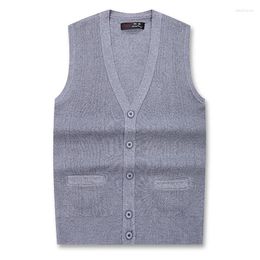 Men's Vests Autumn Winter Mens Vest Argyle Wool Sweater Cardigan Sleeveless Cashmere V-neck