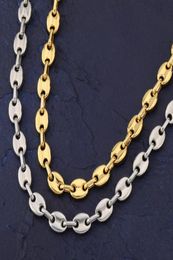 Mens Hip Hop Button Chain Necklace Coffee Bean Chain Jewellery 8mm 18inch 22inch Gold Link for Men Women Statement Necklace Gift6367057